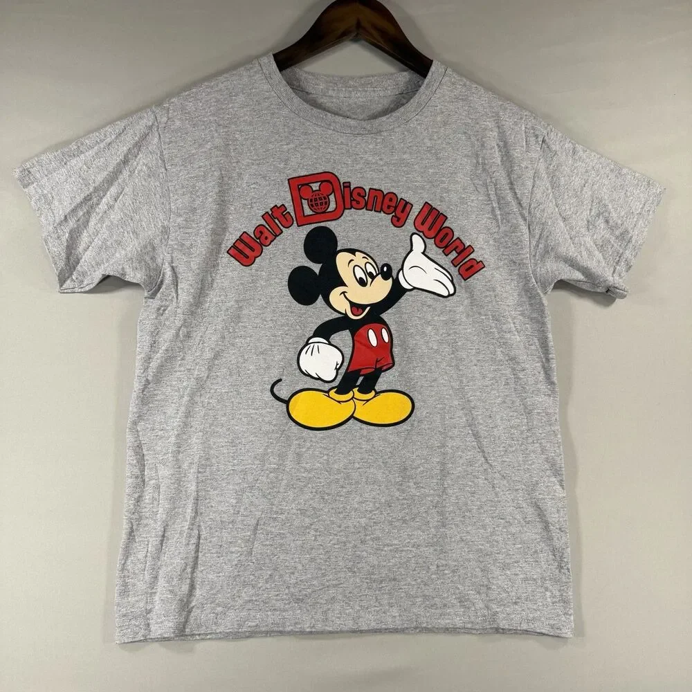 Walt Disney World MICKEY MOUSE Distressed Graphic T-Shirt Gray Men’s Size L